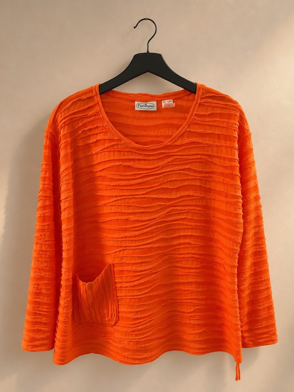 Patchington Bright Orange Textured Wave Pullover